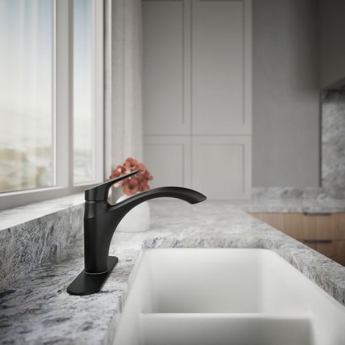 Main product image of Rival 1-Handle Swing Spout Kitchen Faucet (Matte Black), K-30470-BL
