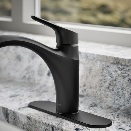 Main product image of Rival 1-Handle Swing Spout Kitchen Faucet (Matte Black), K-30470-BL