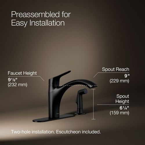 Main product image of Rival 1-Handle Swing Spout Kitchen Faucet with Spray (Matte Black), K-30471-BL