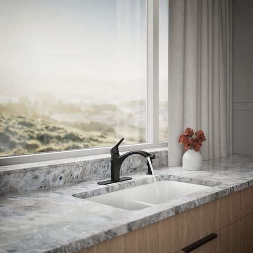 Main product image of Rival 1-Handle Swing Spout Kitchen Faucet with Spray (Matte Black), K-30471-BL