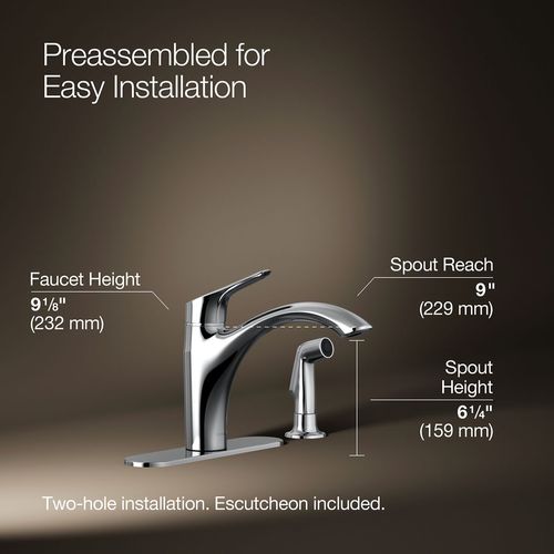 Main product image of Rival 1-Handle Swing Spout Kitchen Faucet with Spray (Polished Chrome), K-30471-CP