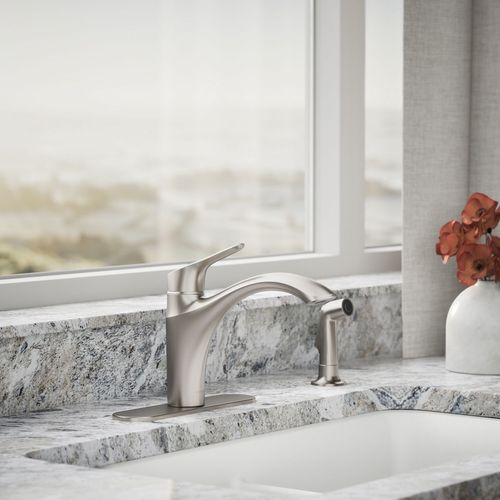 Main product image of Rival 1-Handle Swing Spout Kitchen Faucet with Spray (Stainless Steel), K-30471-VS