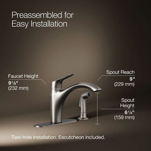 Main product image of Rival 1-Handle Swing Spout Kitchen Faucet with Spray (Stainless Steel), K-30471-VS