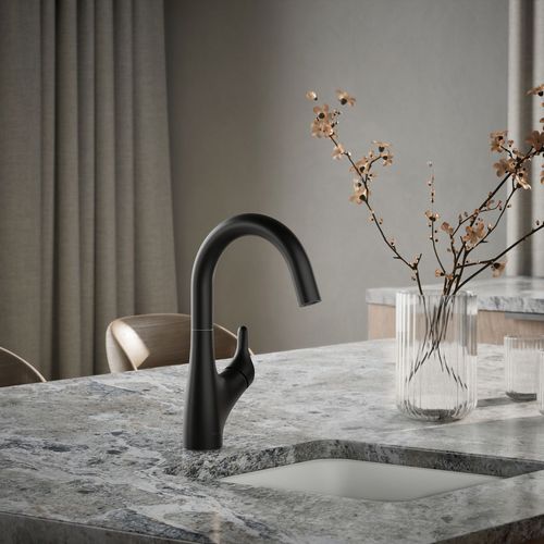 Main product image of Rival 1-Handle Swing Spout Bar Faucet (Matte Black), K-30472-BL