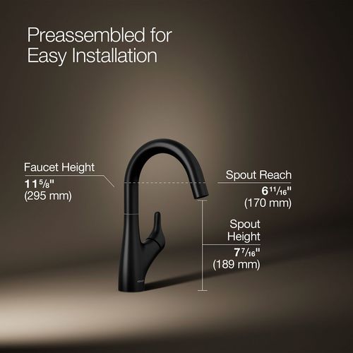 Main product image of Rival 1-Handle Swing Spout Bar Faucet (Matte Black), K-30472-BL