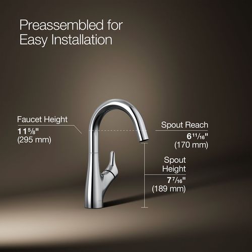 Main product image of Rival 1-Handle Swing Spout Bar Faucet (Polished Chrome), K-30472-CP