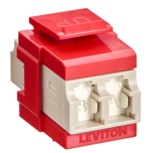 Main product image of Quickport, Duplex Lc Adapter, Shuttered, Mm, Zirconia Ceramic Sleeve, Beige/crimson Red