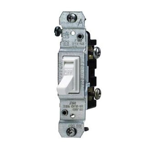 Main product image of 15A Single-pole Toggle Switch, Less Ears, Grounding (White)