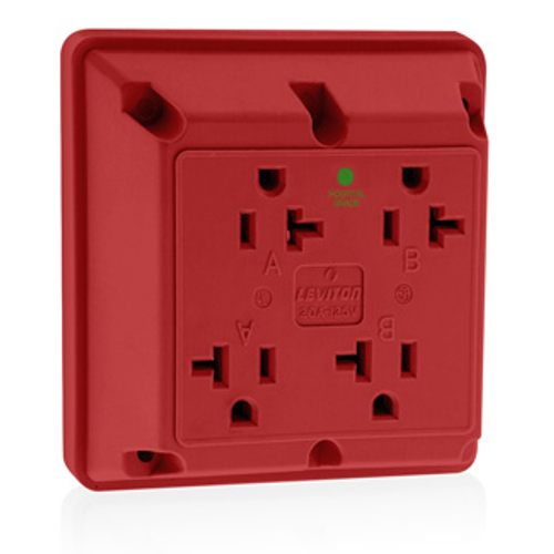 Main product image of 20A 4-in-1 Quadruplex Receptacle/outlet, Hospital Grade (Red)