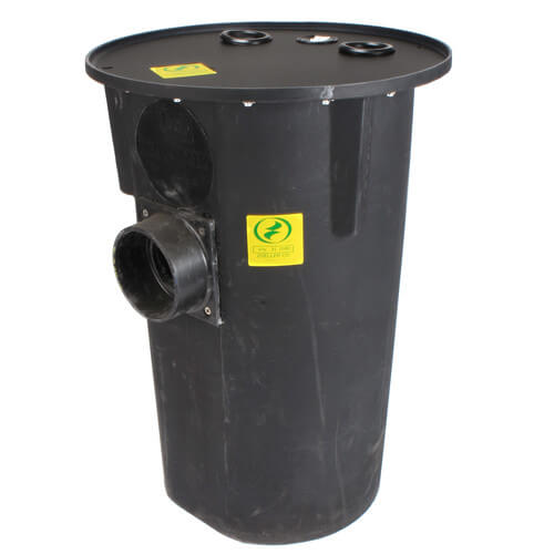 Main product image of 18" x 30" Simplex Polyethylene Basin w/ 4" Fiberglass Inlet Hub, 2" Vent/Discharge & Steel Cover