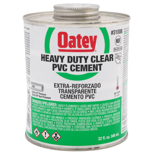Main product image of 32 oz. Oateyweld Heavy Duty Solvent Cement (Clear)