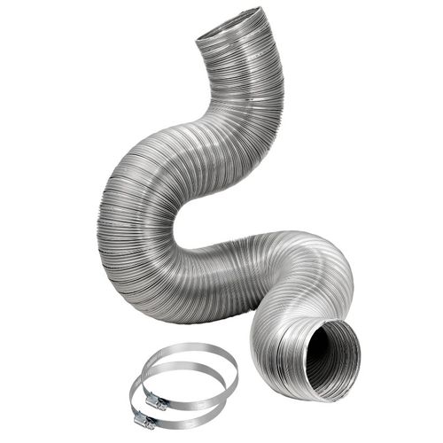 Main product image of 4" x 8 Ft. UL 2158A Flexible Semi-Rigid Clothes Dryer Transition Aluminum Duct Kit w/ Clamps