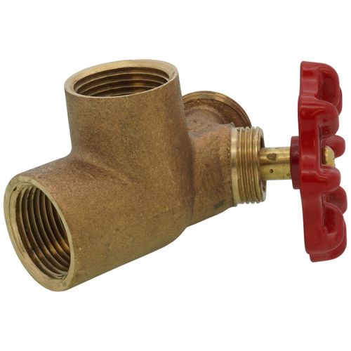 Main product image of 3/4" Combination Tee & Drain Valve w/ Aluminum Wheel - Red Handle (FNPT x Hose x FNPT)