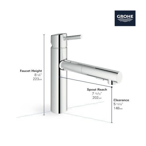 31453001 Grohe 31453001 Concetto SingleHandle PullOut Kitchen
