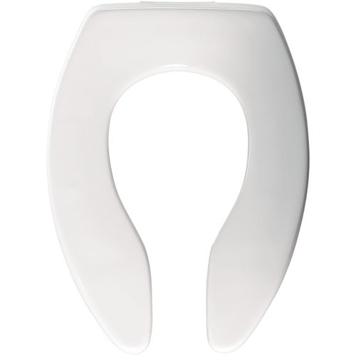 Main product image of Elongated Open Front Commercial Plastic Toilet Seat, No Cover, STA-TITE, DuraGuard (White)