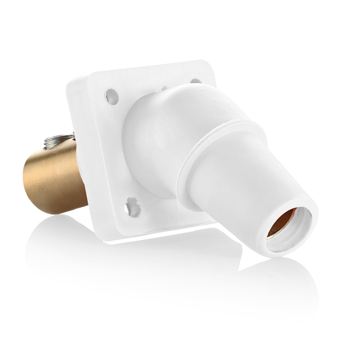 Main product image of 16 Series Female Panel Receptacle, Cam-Type, 45-Degree, Double Set Screw, Taper Nose, Cable Range- 2/0 to 4/0 AWG, 400A Max (White)