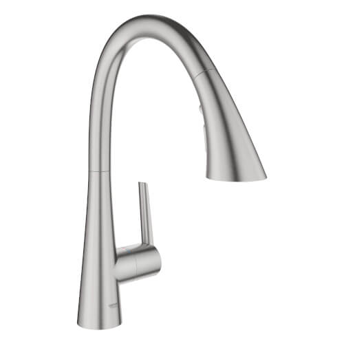 Main product image of Zedra Single-Handle Pull-Down Kitchen Faucet Triple Spray 1.75 GPM (SuperSteel Infinity Finish), 32298DC3