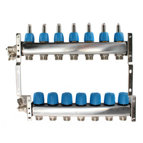 Main product image of 7 Loop 1-1/4" Stainless Steel Manifold w/ Flowmeter & Ball Valve (Fully Assembled)