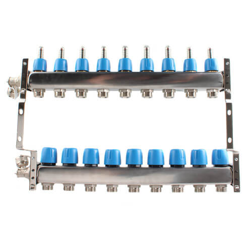 Main product image of 9 Loop 1-1/4" Stainless Steel Manifold w/ Flowmeter & Ball Valve (Fully Assembled)
