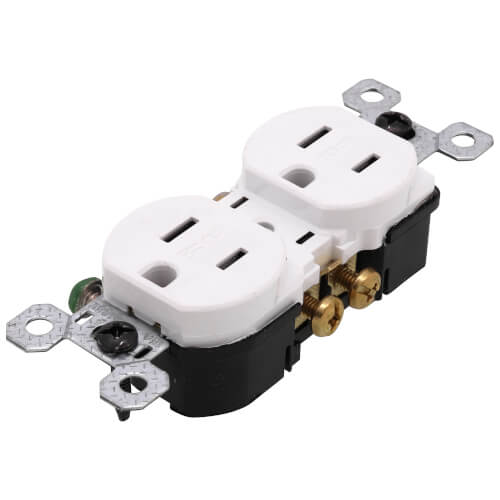 Weather-Resistant Duplex Receptacle, NEMA 5-15R - White (15A, 125V)