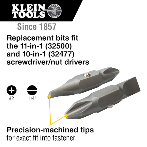 Main product image of Replacement Bit #2 Phillips and 1/4" Slotted (2 Pack)