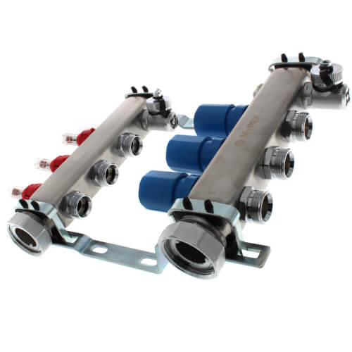Main product image of 3 Loop 1-1/4" Stainless Steel Manifold w/ Flowmeter & Ball Valve (Fully Assembled)
