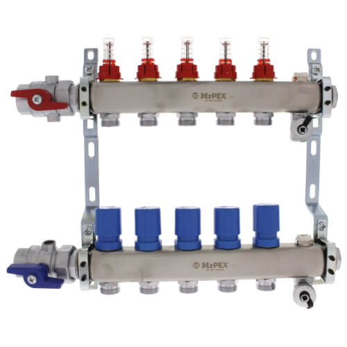Main product image of 5 Loop 1-1/4" Stainless Steel Manifold w/ Flowmeter & Ball Valve (Fully Assembled)