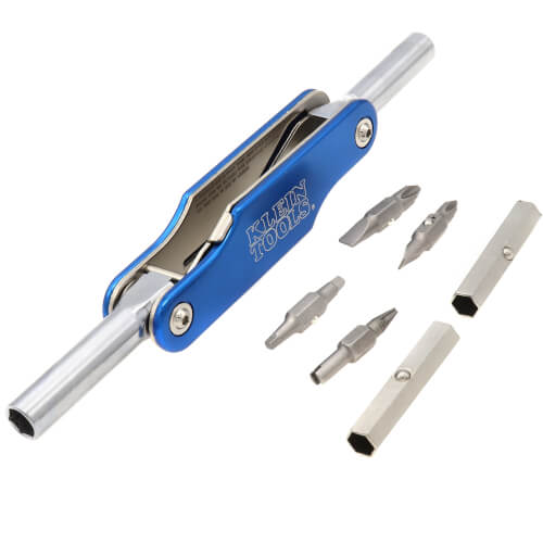 10-in-1, 10-Fold Folding Screwdriver/Nut Driver, Schrader Valve Core Tool