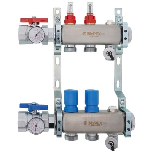 Main product image of 2 Loop 1-1/2" High Flow Stainless Steel Manifold w/ Flowmeter & Ball Valve (Fully Assembled)