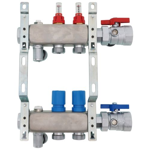 Main product image of 2 Loop 1-1/2" High Flow Stainless Steel Manifold w/ Flowmeter & Ball Valve (Fully Assembled)