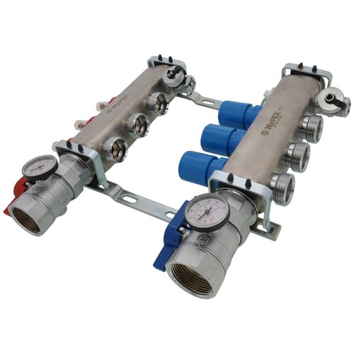 Main product image of 3 Loop 1-1/2" High Flow Stainless Steel Manifold w/ Flowmeter & Ball Valve (Fully Assembled)