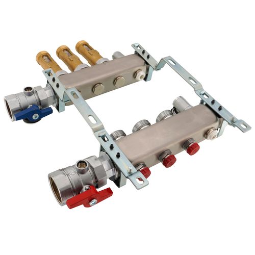 Main product image of 3 Loop 1-1/2" Stainless Steel Manifold w/ Flowmeter & Ball Valve (Fully Assembled)