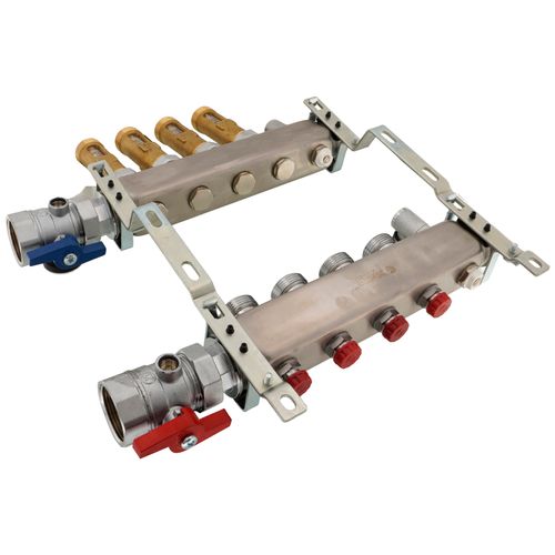 Main product image of 4 Loop 1-1/2" Stainless Steel Manifold w/ Flowmeter & Ball Valve (Fully Assembled)