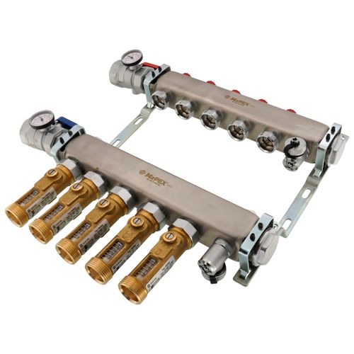 Main product image of 5 Loop 1-1/2" Stainless Steel Manifold w/ Flowmeter & Ball Valve (Fully Assembled)