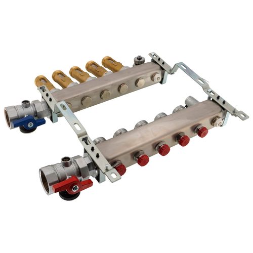 Main product image of 5 Loop 1-1/2" Stainless Steel Manifold w/ Flowmeter & Ball Valve (Fully Assembled)