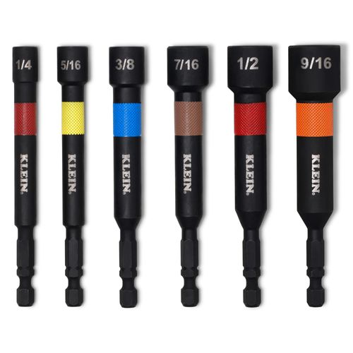 Main product image of 6-Piece, 4" Color-Coded Magnetic Power Nut Setters Set - SAE