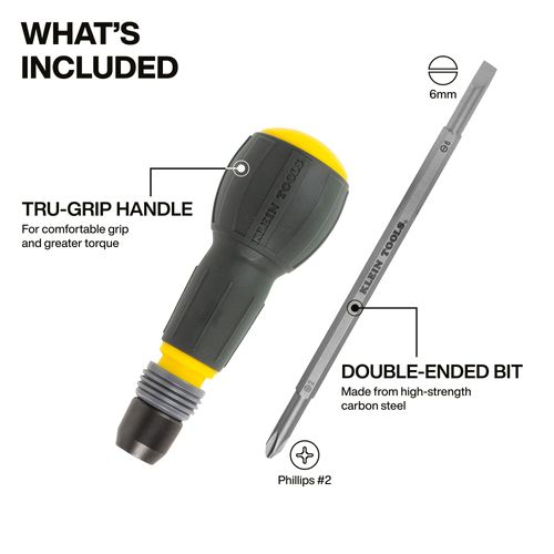 Main product image of Fastbit True-Grip Screwdriver w/ Phillips & Slotted Bits