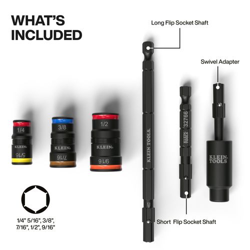 Main product image of 6-Piece Impact Flip Socket Set w/ Swivel Adapter - SAE