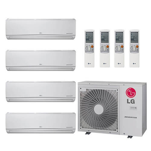 28,000 BTU 22 SEER Ductless Four Zone Heat Pump Package (7+7+7+7)
