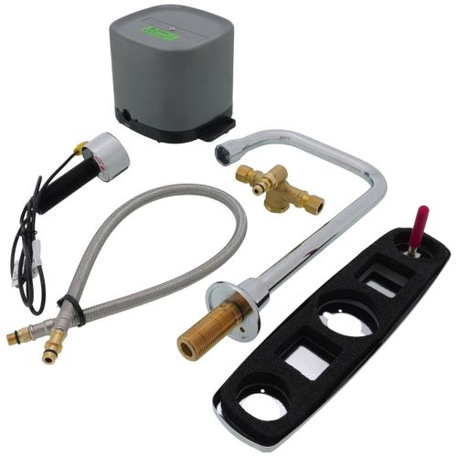 Main product image of Optima EBF-775-8 Battery Powered Deck-Mounted Bathroom Laminar Spray w/ 8" Trim Plate (Chrome), 3315376BT