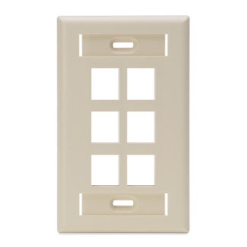 Main product image of Single-Gang Quickport, Wallplate w/ ID Windows, 6-port (Ivory)
