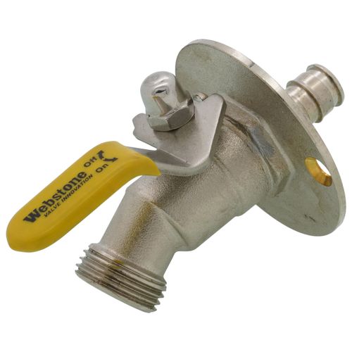 Main product image of 1/2" Expansion PEX Flange x 3/4" Male Hose Brass Sillcock w/ 1/4 Turn & Lever Handle (Lead Free)