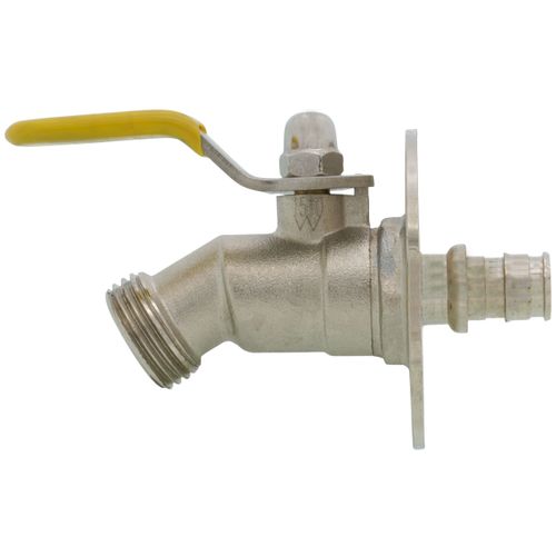 Main product image of 1/2" Expansion PEX Flange x 3/4" Male Hose Brass Sillcock w/ 1/4 Turn & Lever Handle (Lead Free)
