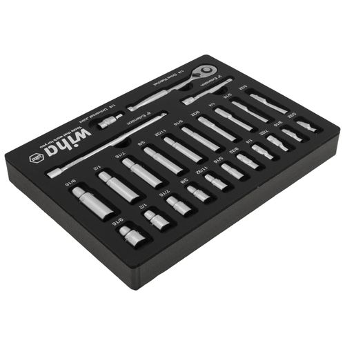 Main product image of 25-Piece, 1/4" Drive Standard & Deep Socket Tray Set - SAE