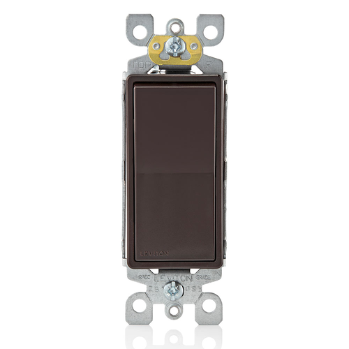 Main product image of 15A Decora Single-pole Switch, Self-grounding (Brown)