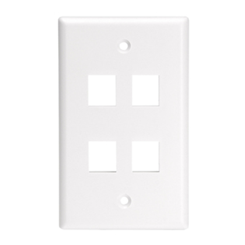Main product image of Single-Gang Quickport, Wallplate For LaRGe Connectors, 4-port (White)