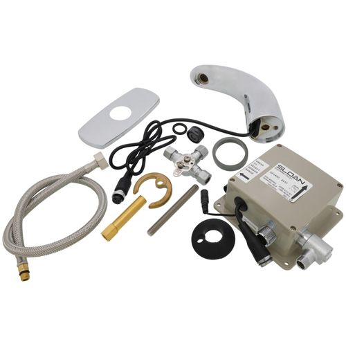 Main product image of SF-2450-4-BAT-BDM Battery Power Supply Mid Body Deck-Mounted Manual Mixing Valve Multi-Laminar Spray Infrared Sensor 4" Trim Plate (Chrome), 3362127