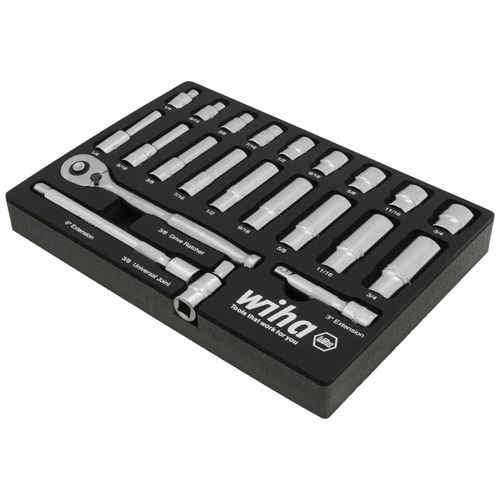 Main product image of 22-Piece, 3/8" Drive Standard & Deep Socket Tray Set - SAE