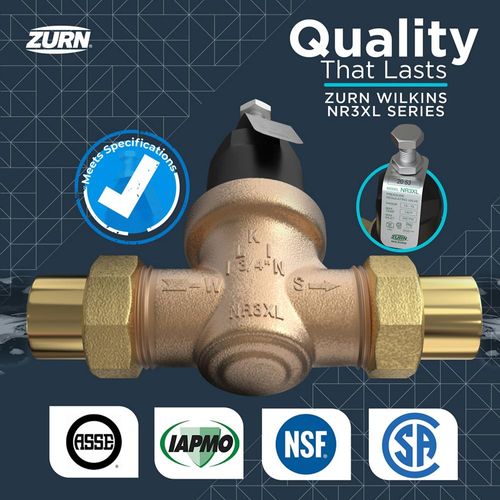 Main product image of 3/4" Lead Free FNPT Double Union Pressure Reducing Valve w/ ASTM F1960 Male Barbed PEX Tailpiece