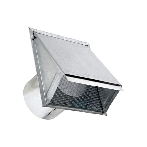 Main product image of 8" Galvanized Wall Exhaust Hood Vent w/ Spring Damper & 1/4" Wire Mesh Screen, 6" Pipe (26-Gauge)